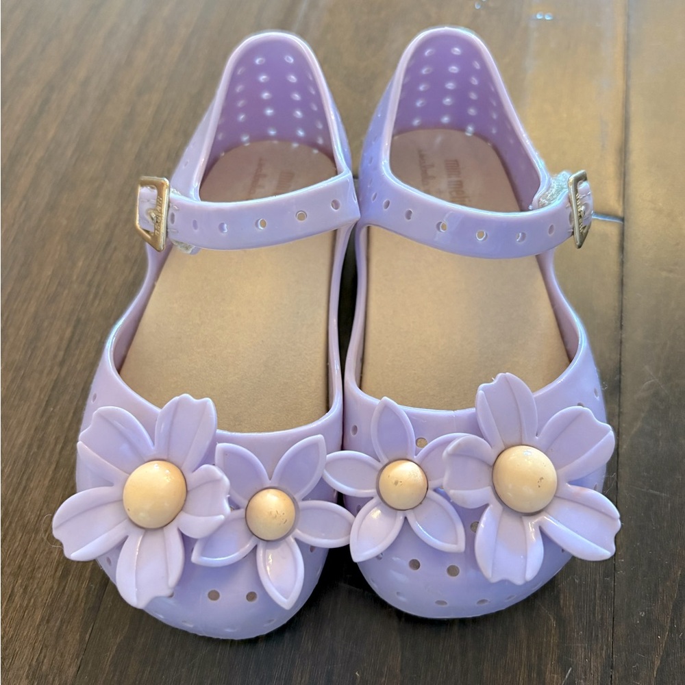 Mini Melissa Lilac Flower Flat Size 8